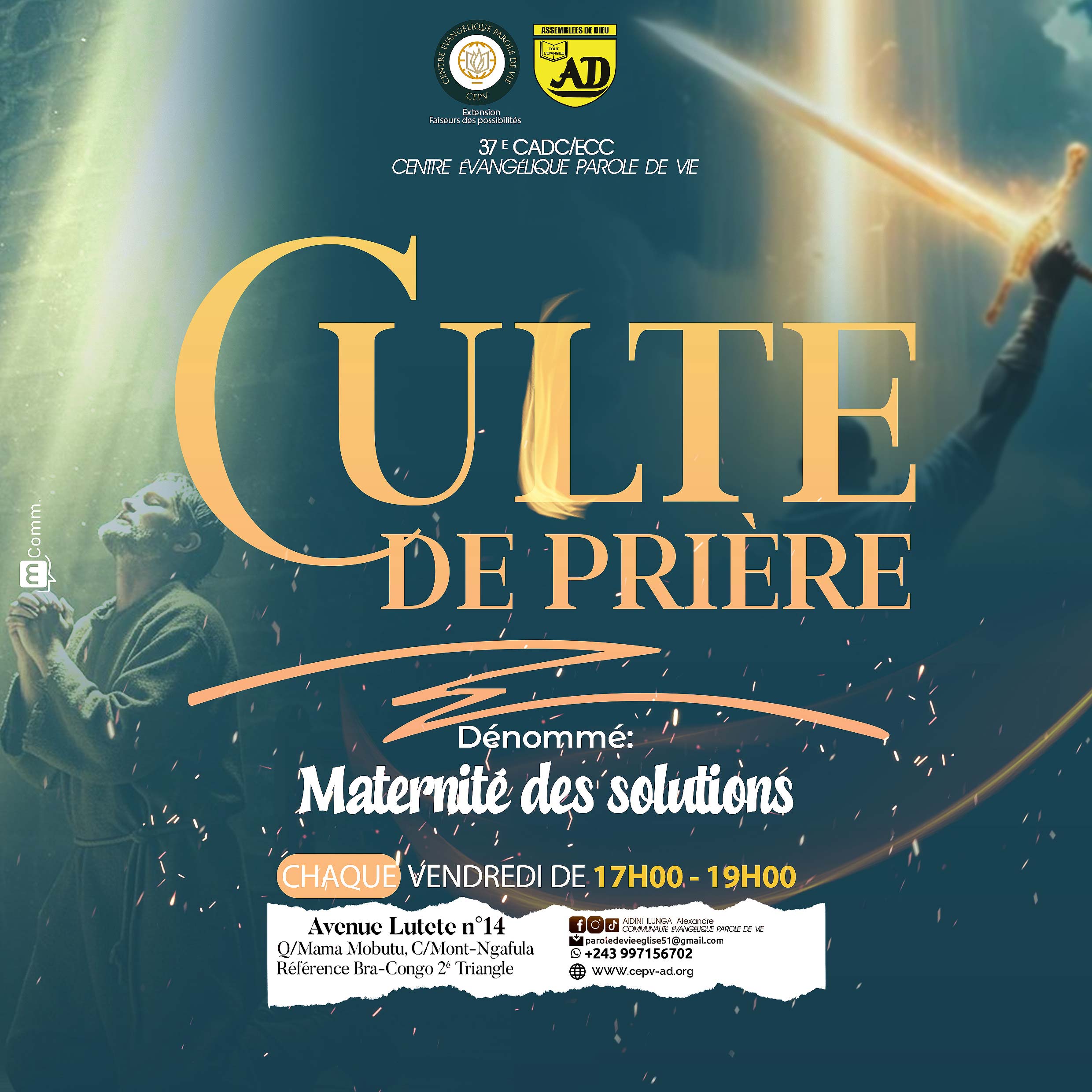 Culte de Prière - Mains en prière